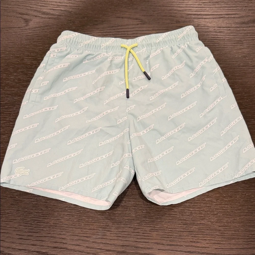 Lacoste Men's Aqua Swim Trunks with Logo Pattern